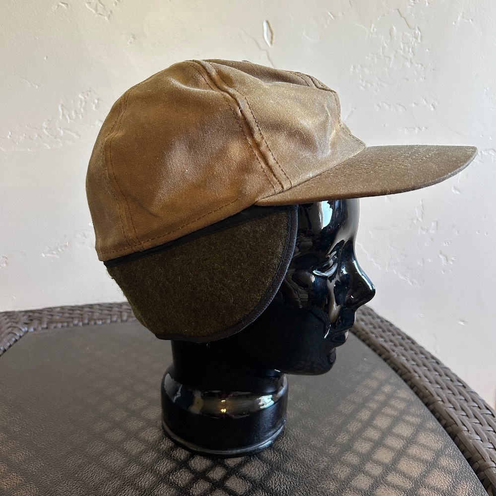CC Filson Tin Cloth Waxed Canvas Cap Waterproof Insulated Ear Flaps Size M?